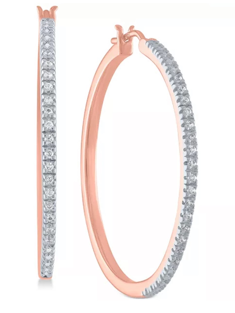 Diamond Hoop Earrings (1/4 ct. t.w.) in 14k Rose Gold-Plated Sterling Silver